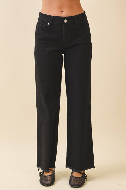 AEMI + CO - 7164GK Wide Leg Raw Hem Denim Pants