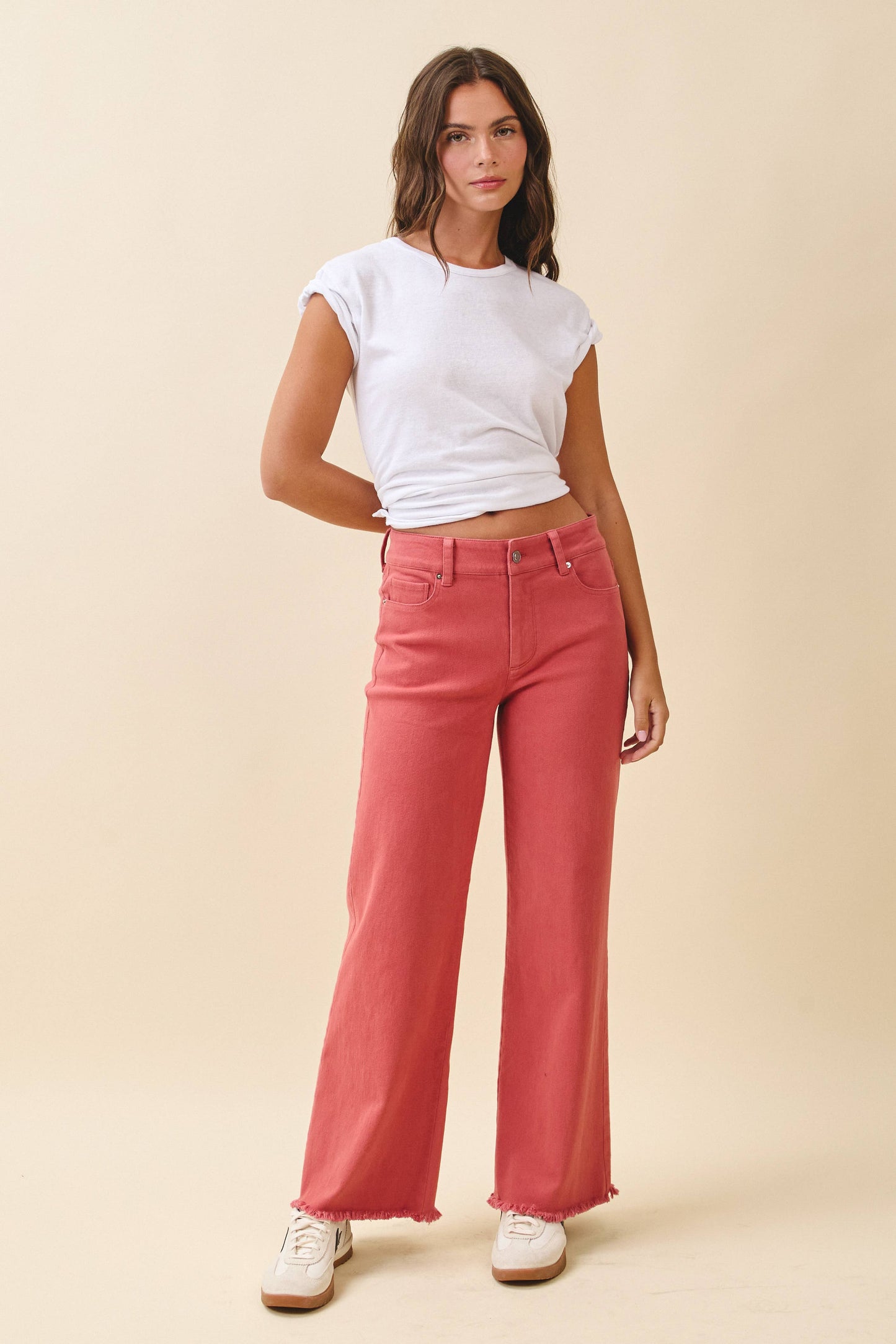 AEMI + CO - 7164GK Wide Leg Raw Hem Denim Pants