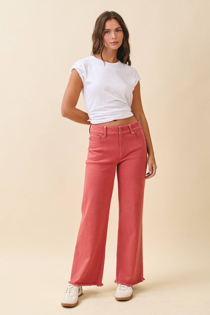 AEMI + CO - 7164GK Wide Leg Raw Hem Denim Pants