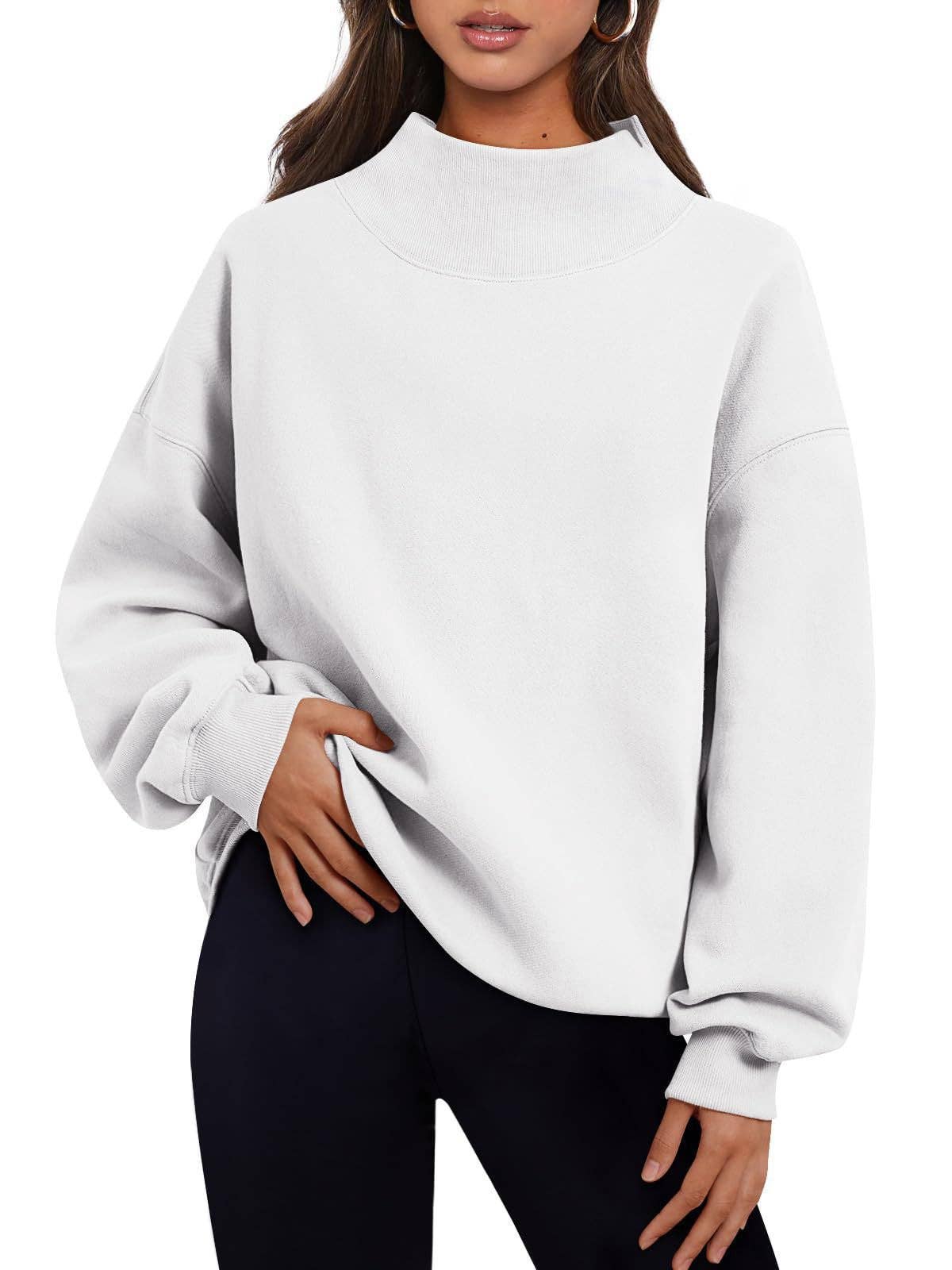 Suhkasana - Women's Oversized Mock Neck Fleece Pullover Sweatshirt