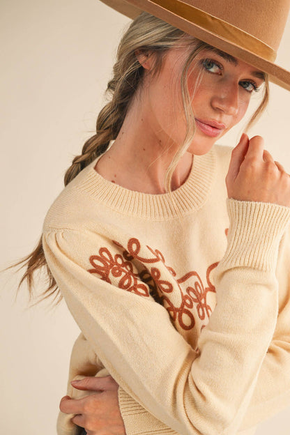 &MERCI - FLORAL KNIT DESIGN PULLOVER SWEATER MSW11201