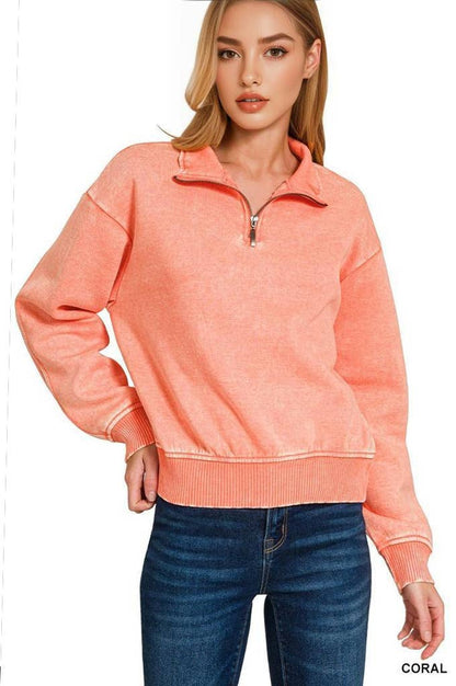 42POPS - `.0806 Washed Fleece Half Zip Pullover SI-24930