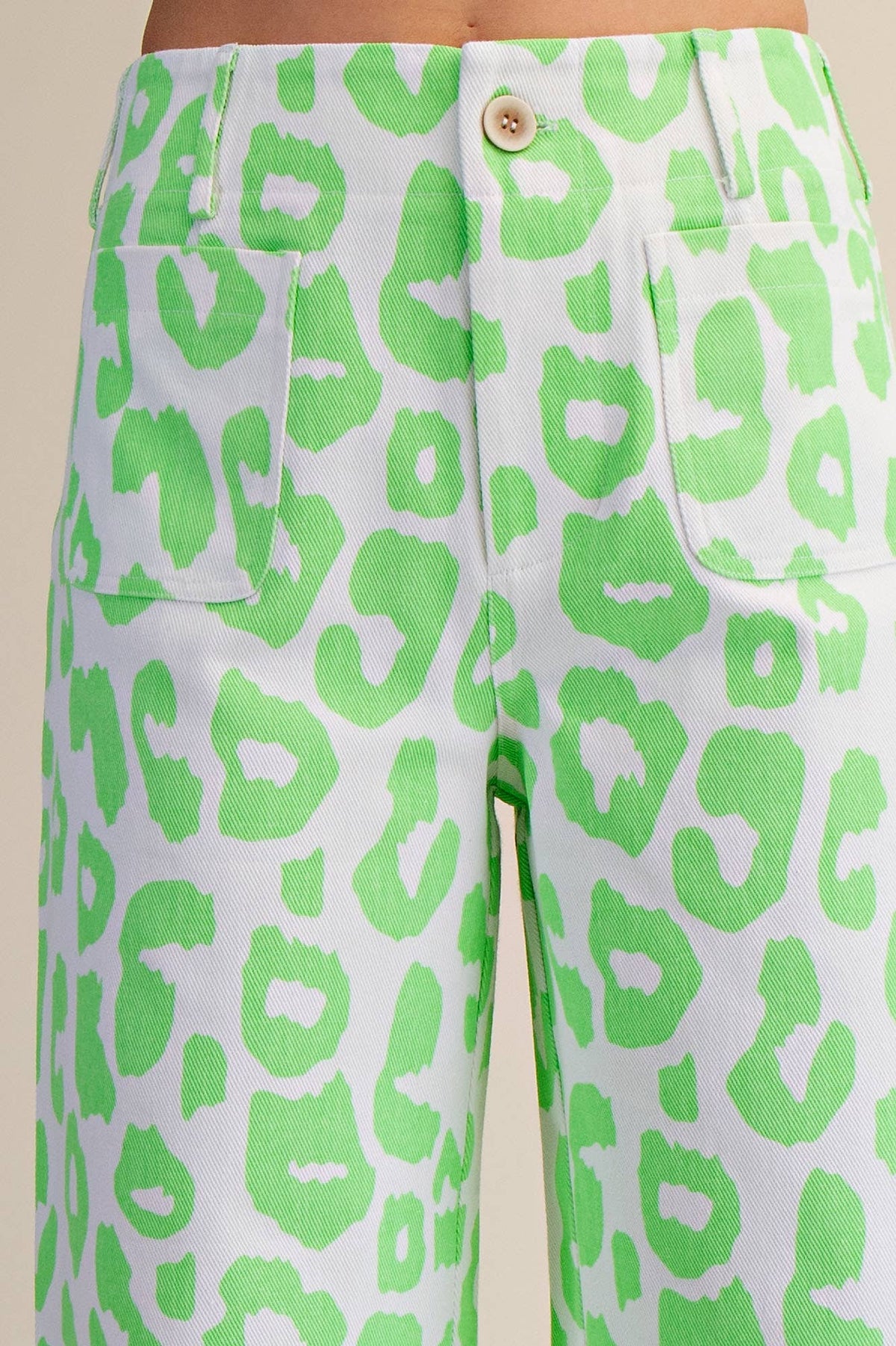 Glam - Colette Cropped Wide-Leg Neon Leopard Pants