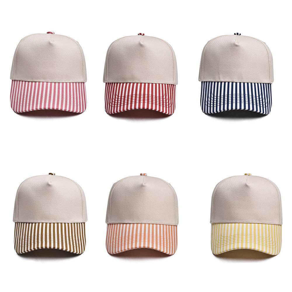 Mae Belles - Striped Two Tone Snap Back Trucker Hat