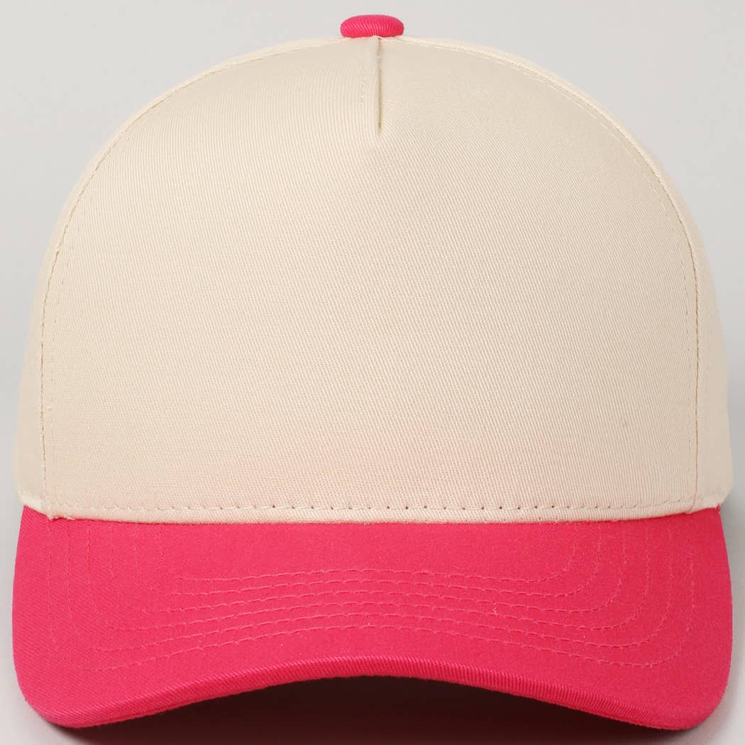Fashion City - Plain Two-Tone Canvas Cotton Trucker Hat