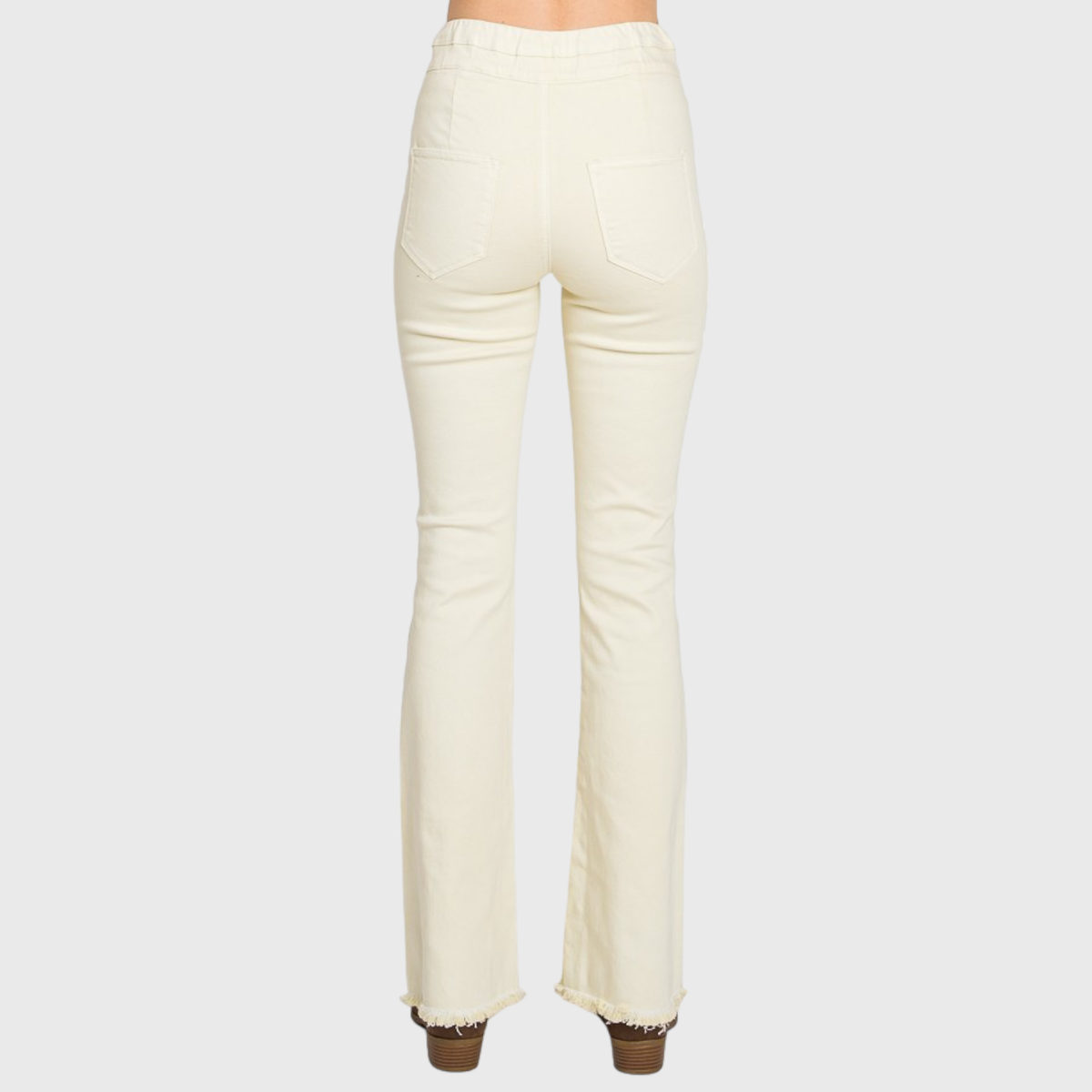 Petra153 - (PETITE) PZ772HF-BE HIGH RISE PULL-ON BOOTCUT W/ FRAYED HEM
