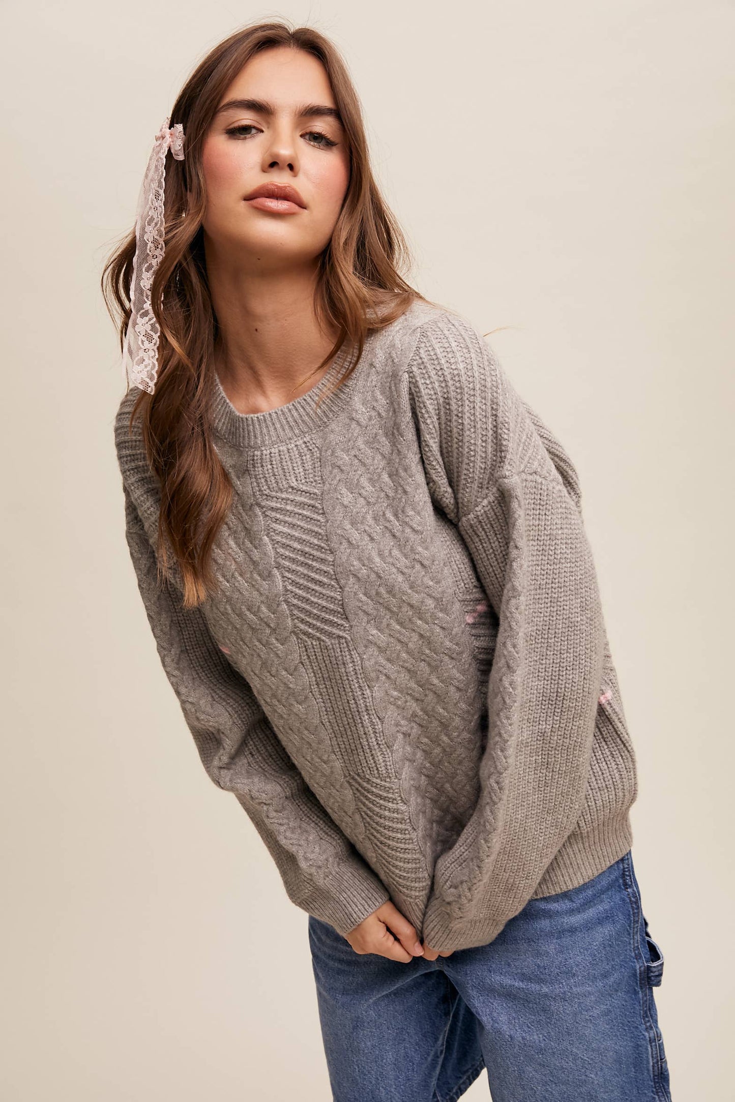 Listicle - Cable Patchwork Knit Pullover LSW0878