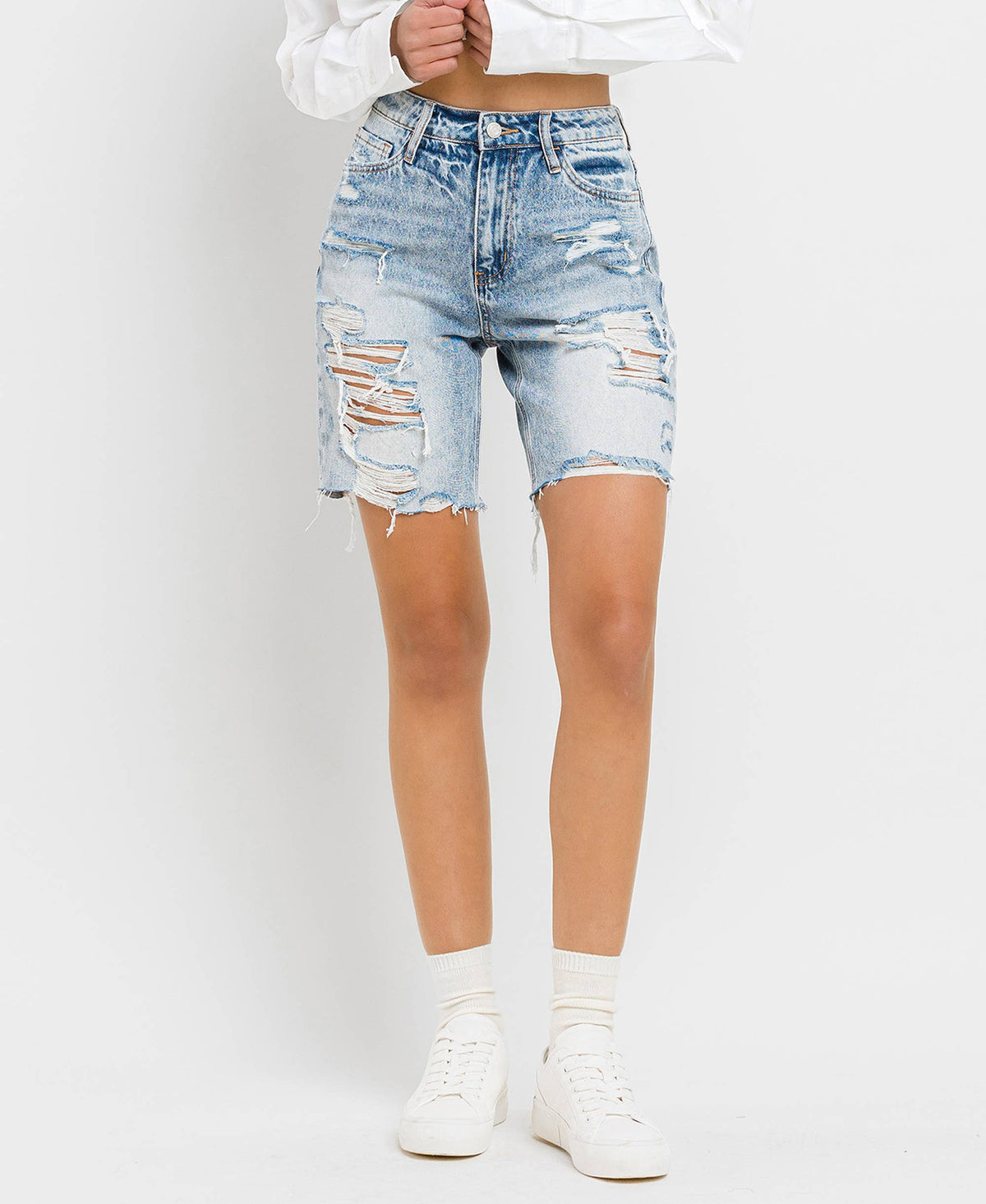 VERVET by FLYING MONKEY - SUPER HIGH RISE BERMUDA SHORTS V2770
