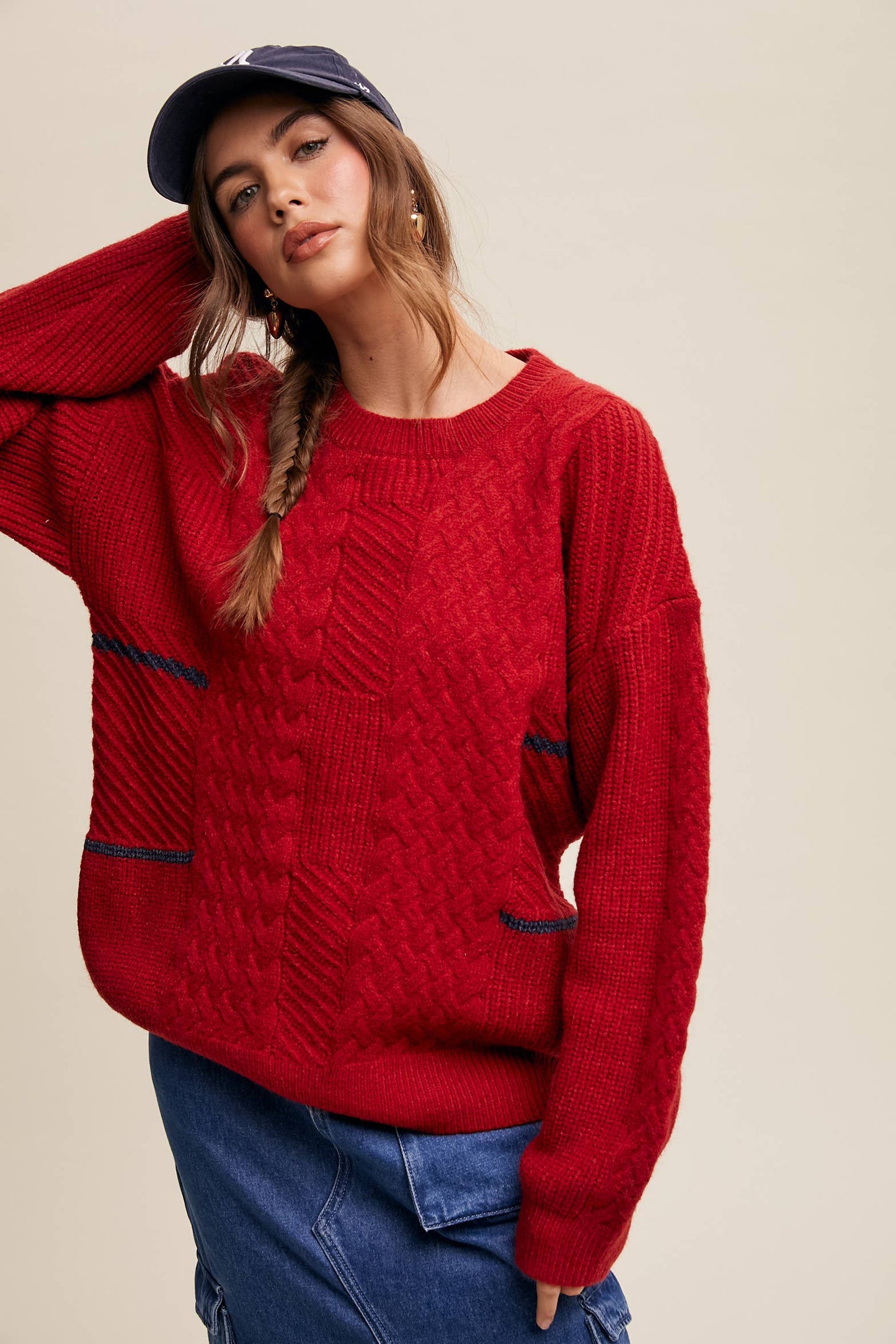 Listicle - Cable Patchwork Knit Pullover LSW0878