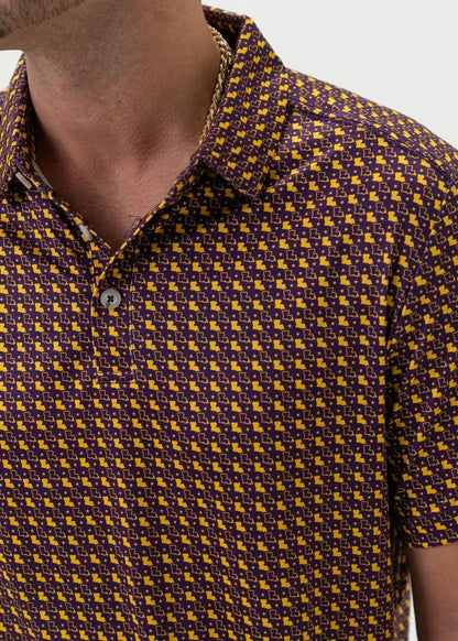 Burlebo Louisiana Purple & Yellow Performance Polo