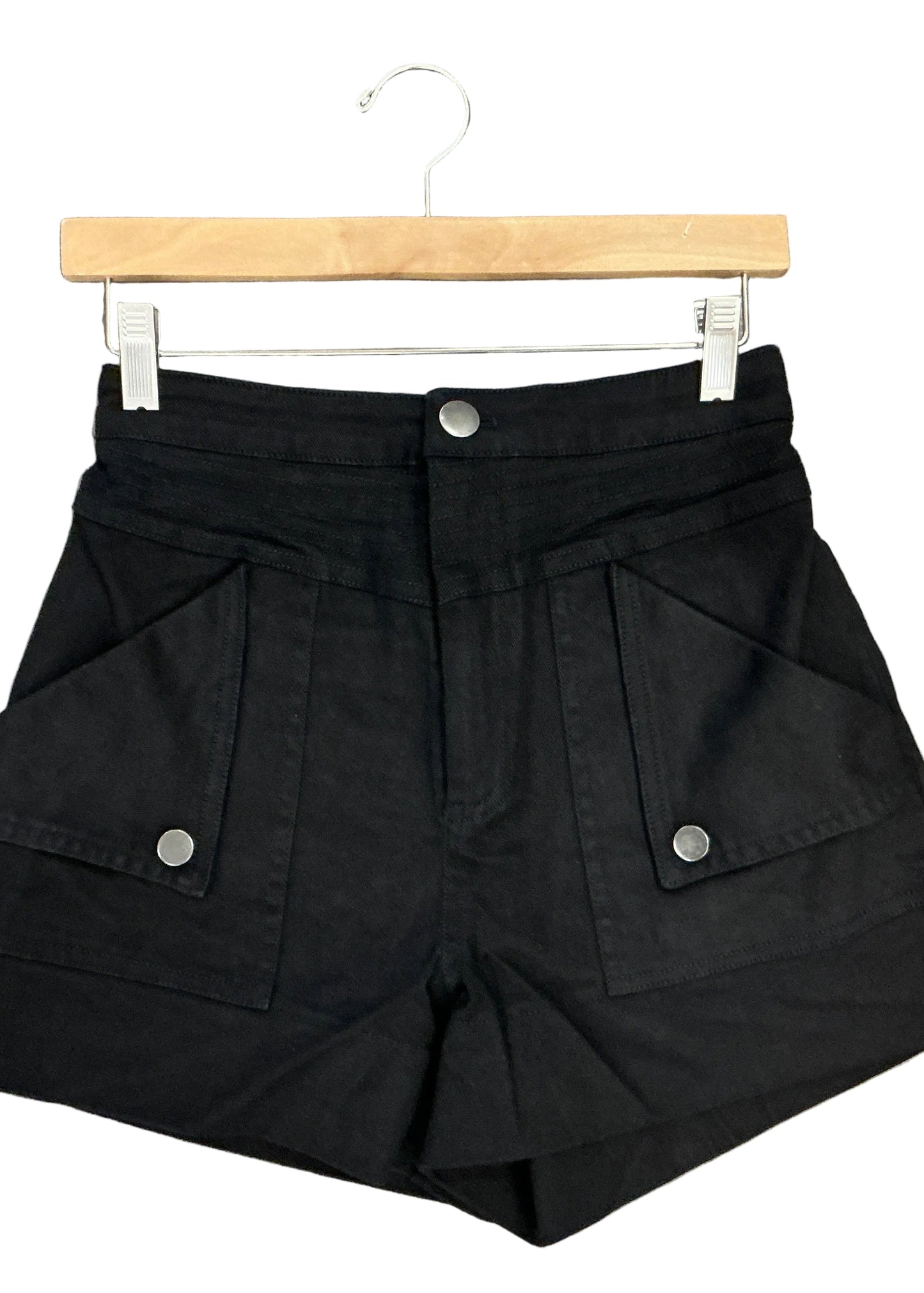 Black button down pocket shorts