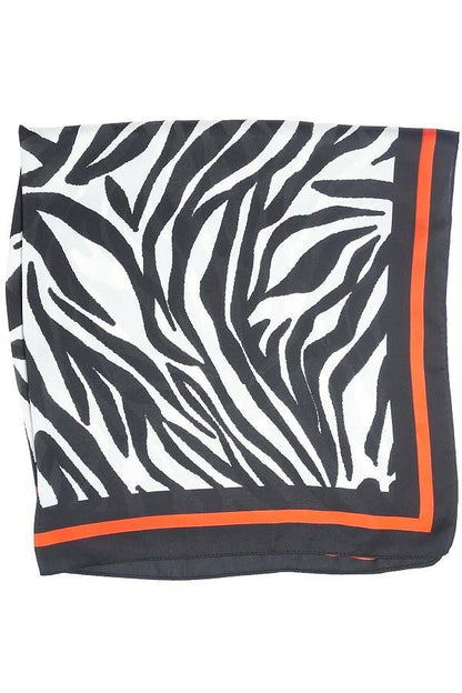 Olive & Pique - "So Silky" Satin Neckerchief Scarf, Versatile, Red Zebra