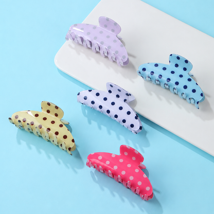 JOSSLYN by wall to wall - Retro Polka Dot Hair Claw - Glossy Spotted French | 40H1099