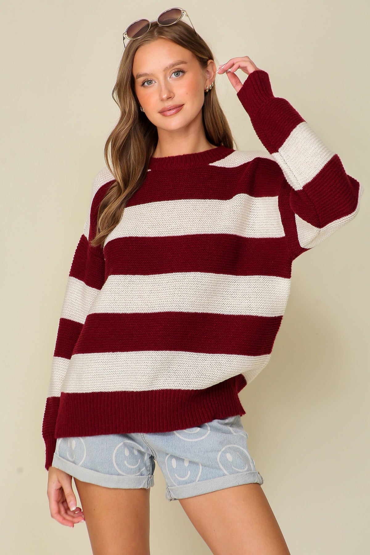42POPS - 0926 Everyday striped game day sweater SI-26874