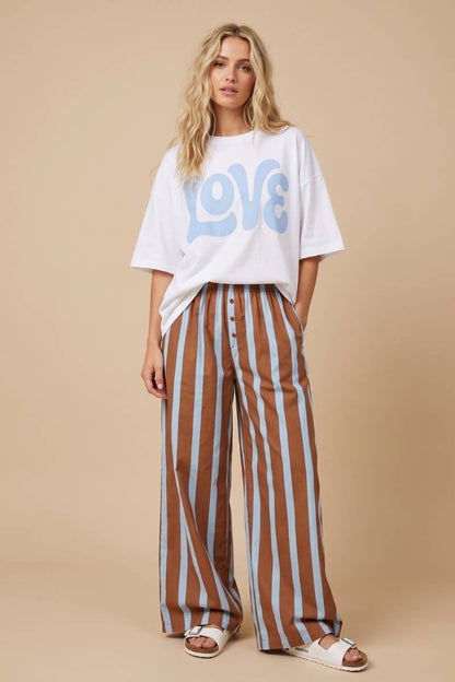 J.NNA - Striped Wide-Leg Lounge Pants