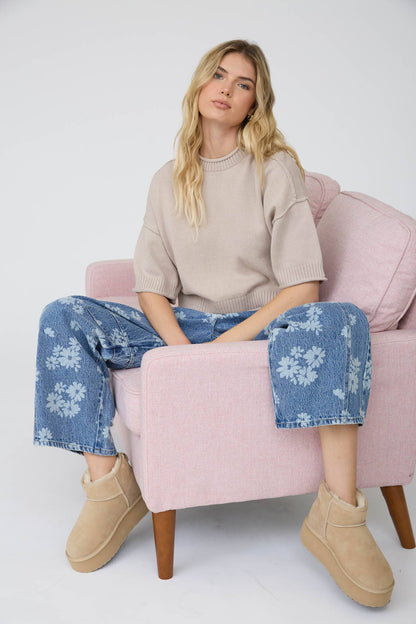 Blu Pepper - EXPOSED SEAM DROP SHOULDER SHORT SLEEVE PULLOVER : STEEL