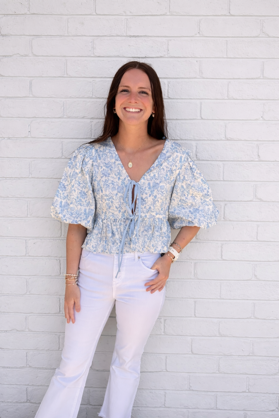 Floral Tie-Front Peplum Top