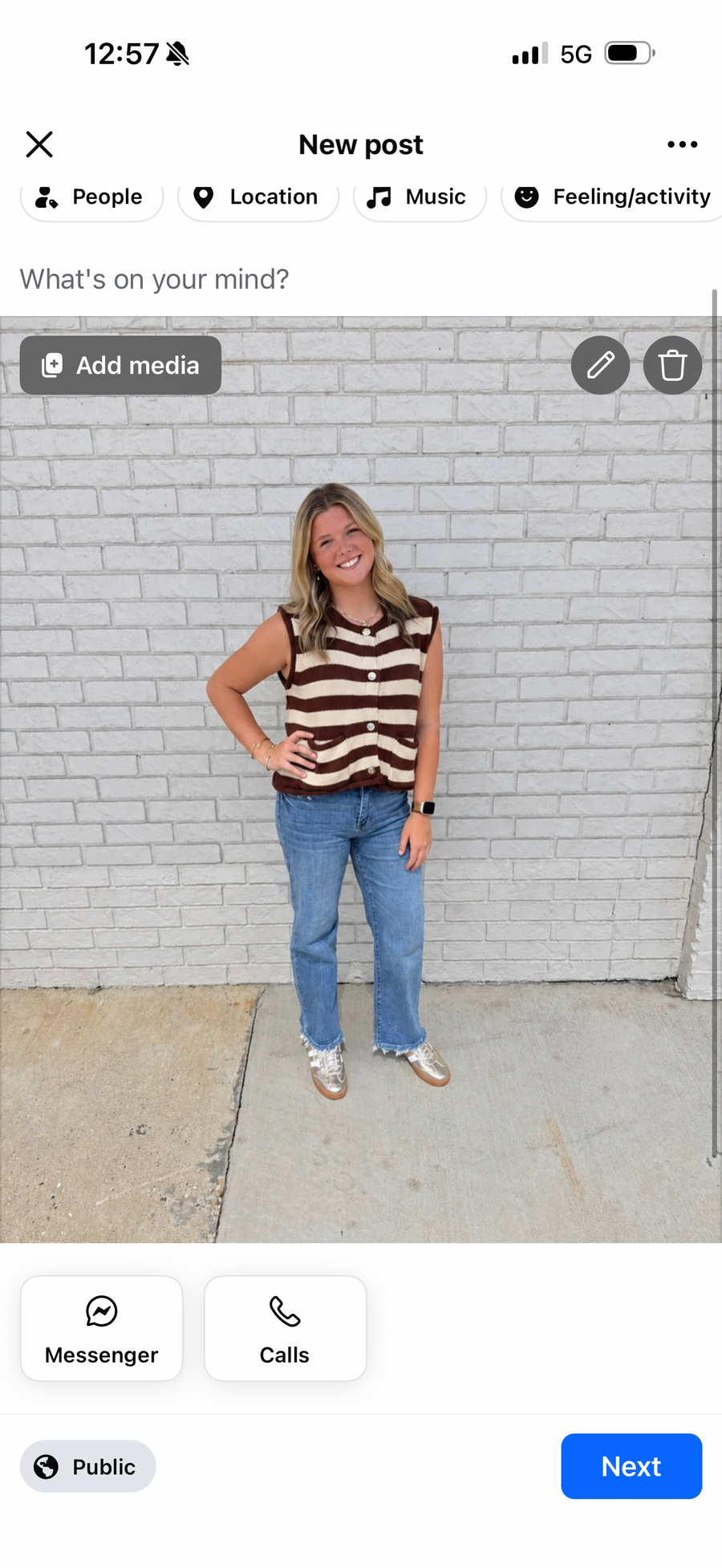 Brown Stripe Button Down Knit Sweater Top