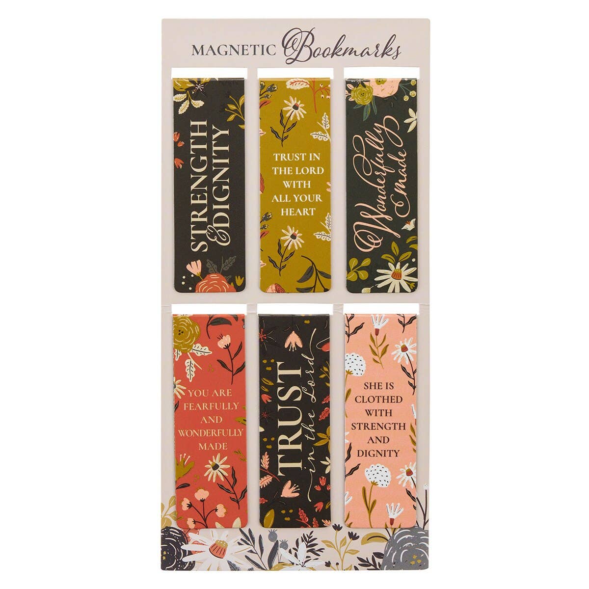Christian Art Gifts - Magnetic Bookmark set Warm Florals