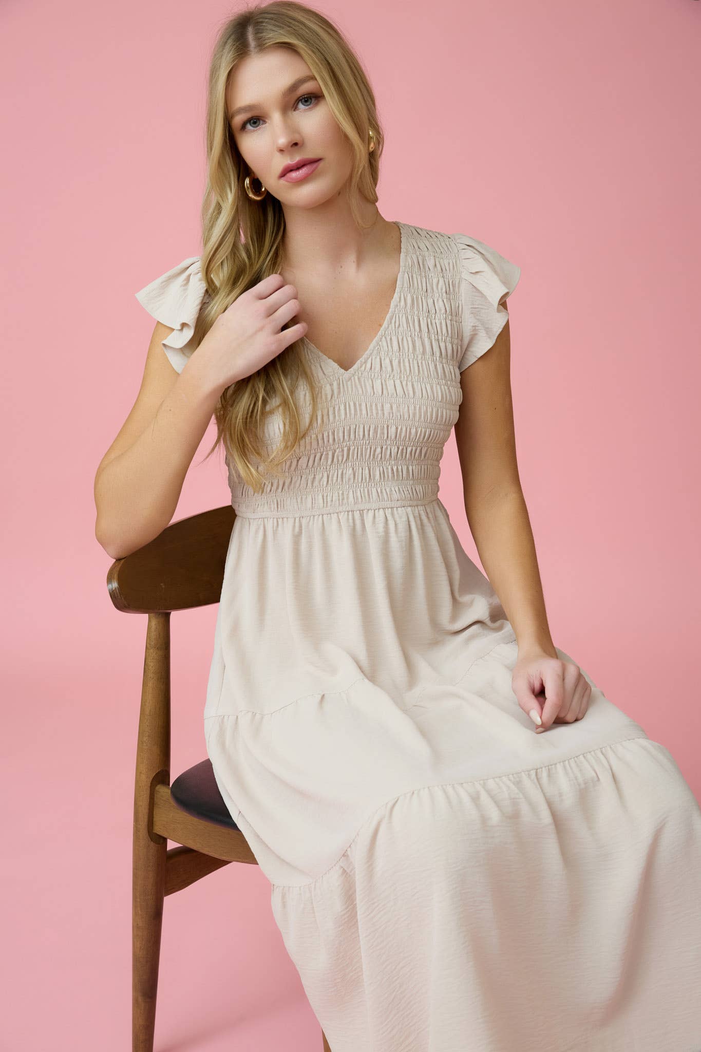 Blu Pepper - FLUTTER SLEEVE MAXI DRESS