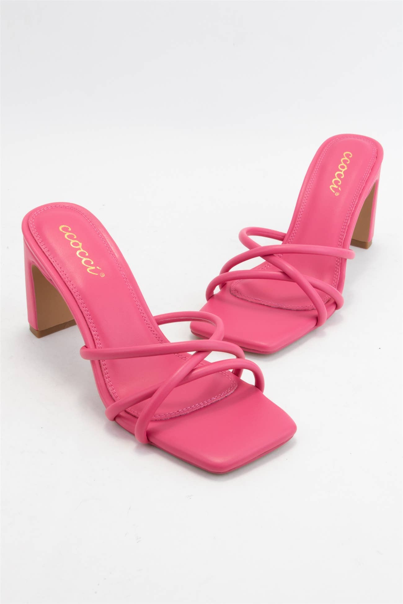 CCOCCI - JENNA Square Toe Strappy Slip On Block Heel Sandals