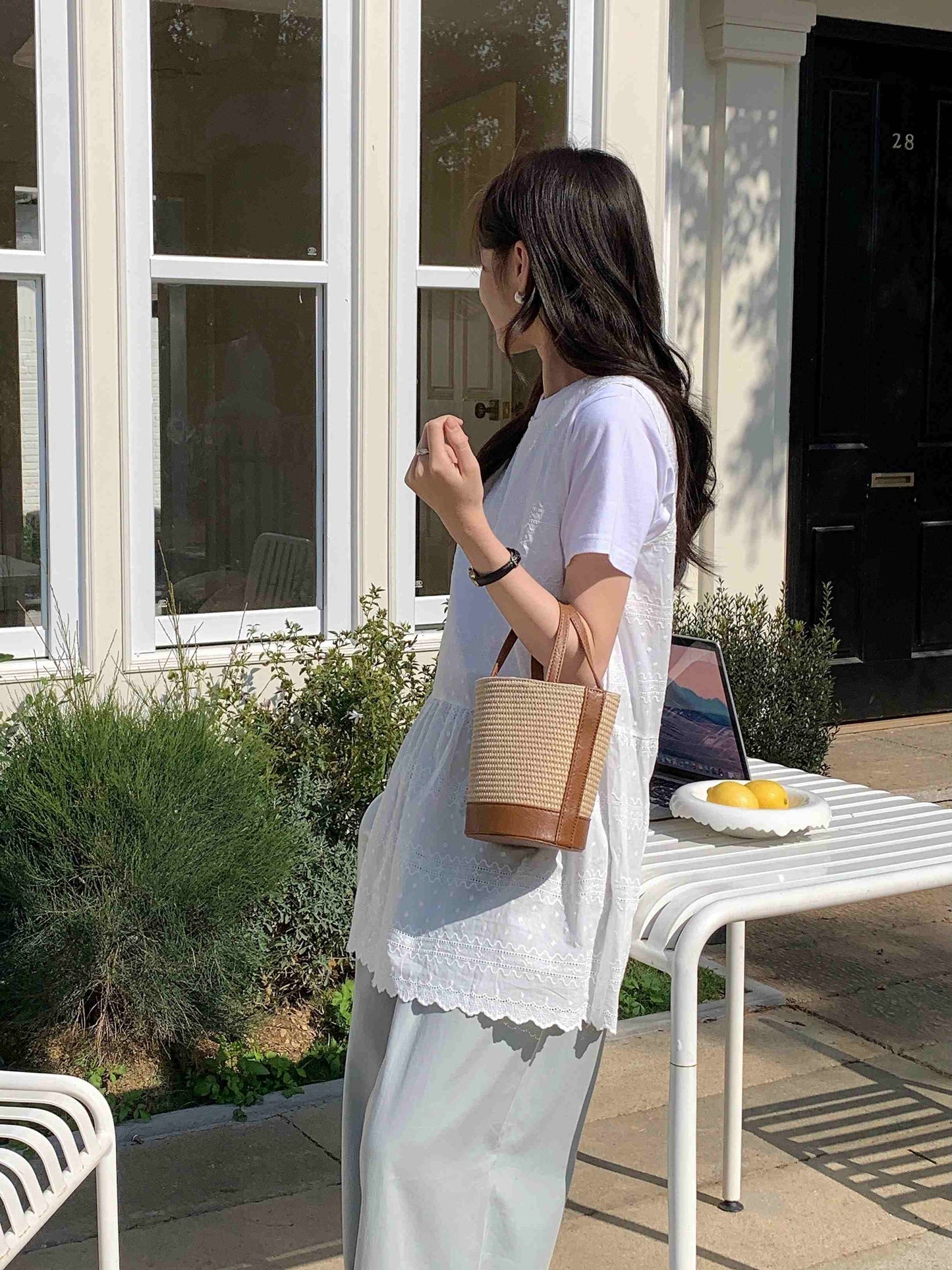 Pretty Persuasions - P25035 Straw Bucket/Crossbody Bag