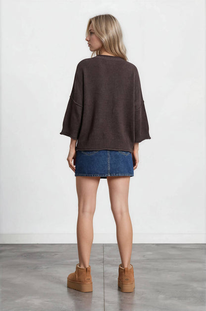 Blu Pepper - EXPOSED SEAM DROP SHOULDER SHORT SLEEVE PULLOVER : STEEL