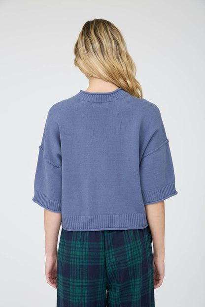 Blu Pepper - EXPOSED SEAM DROP SHOULDER SHORT SLEEVE PULLOVER : STEEL