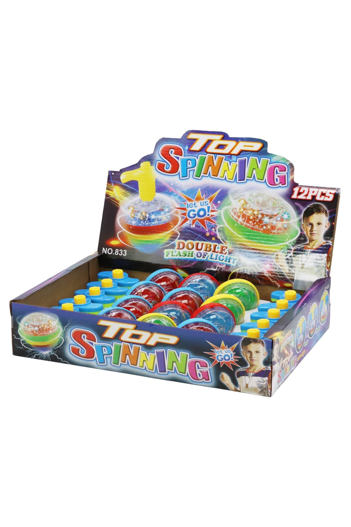 Cap Zone - Rainbow Led Light-up Spinning Top - 12 Pcs