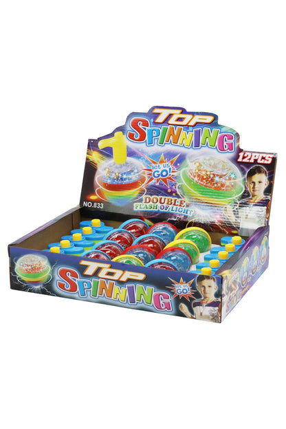 Cap Zone - Rainbow Led Light-up Spinning Top - 12 Pcs