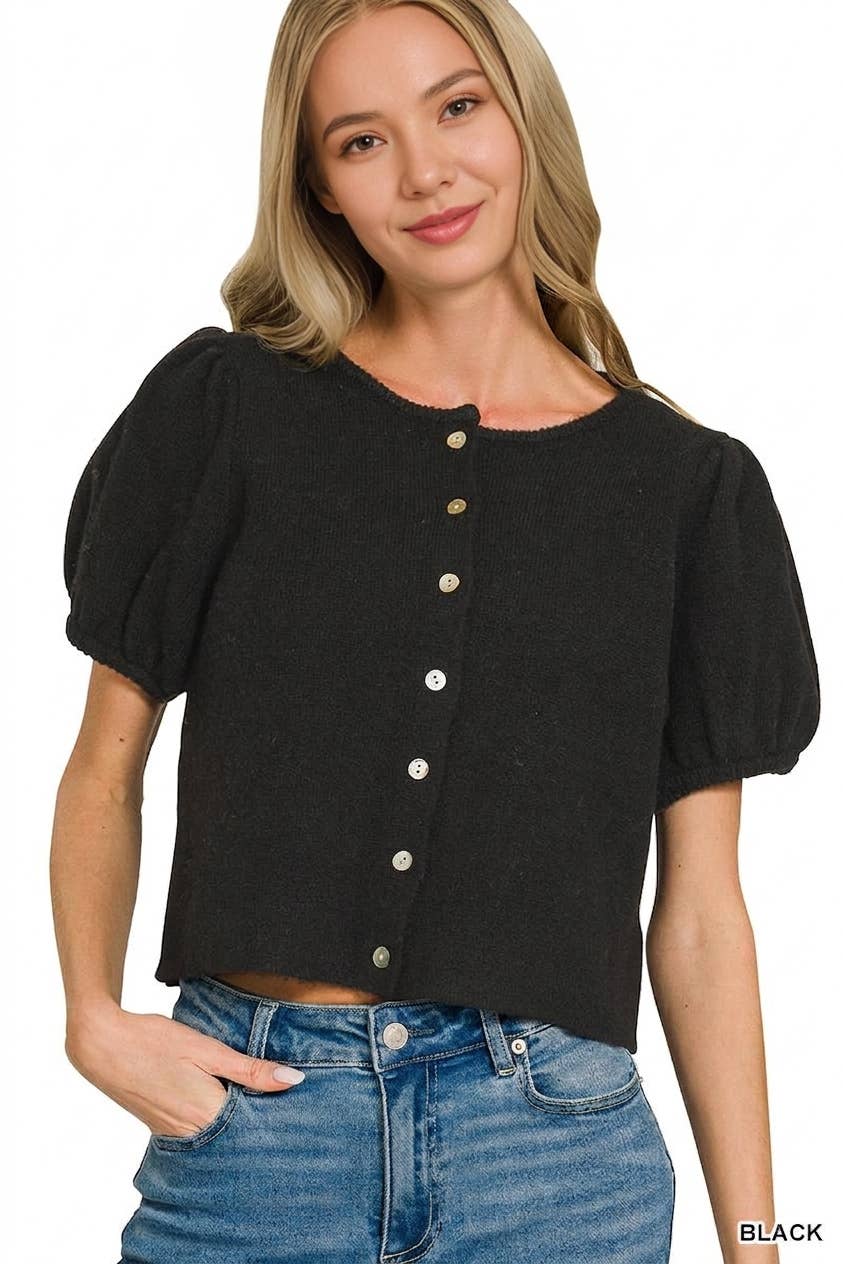 Puff Sleeve Cardigan Sweater