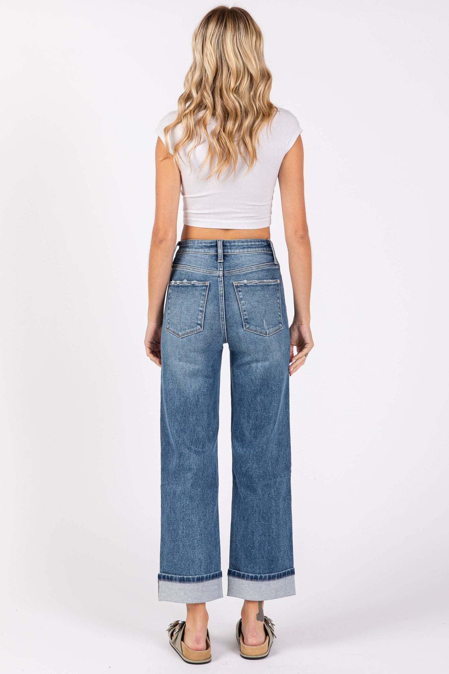 Petra153 - P1272T-MD HIGH RISE STRETCH RELAXED STRAIGHT W/ CUFFED HEM