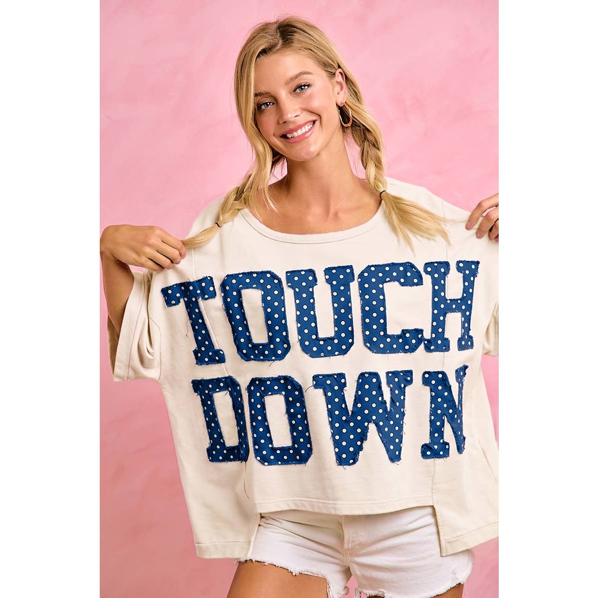 BiBi - GAMEDAY THEME POLKA DOT PATCHES SHORT SLEEVES TOP