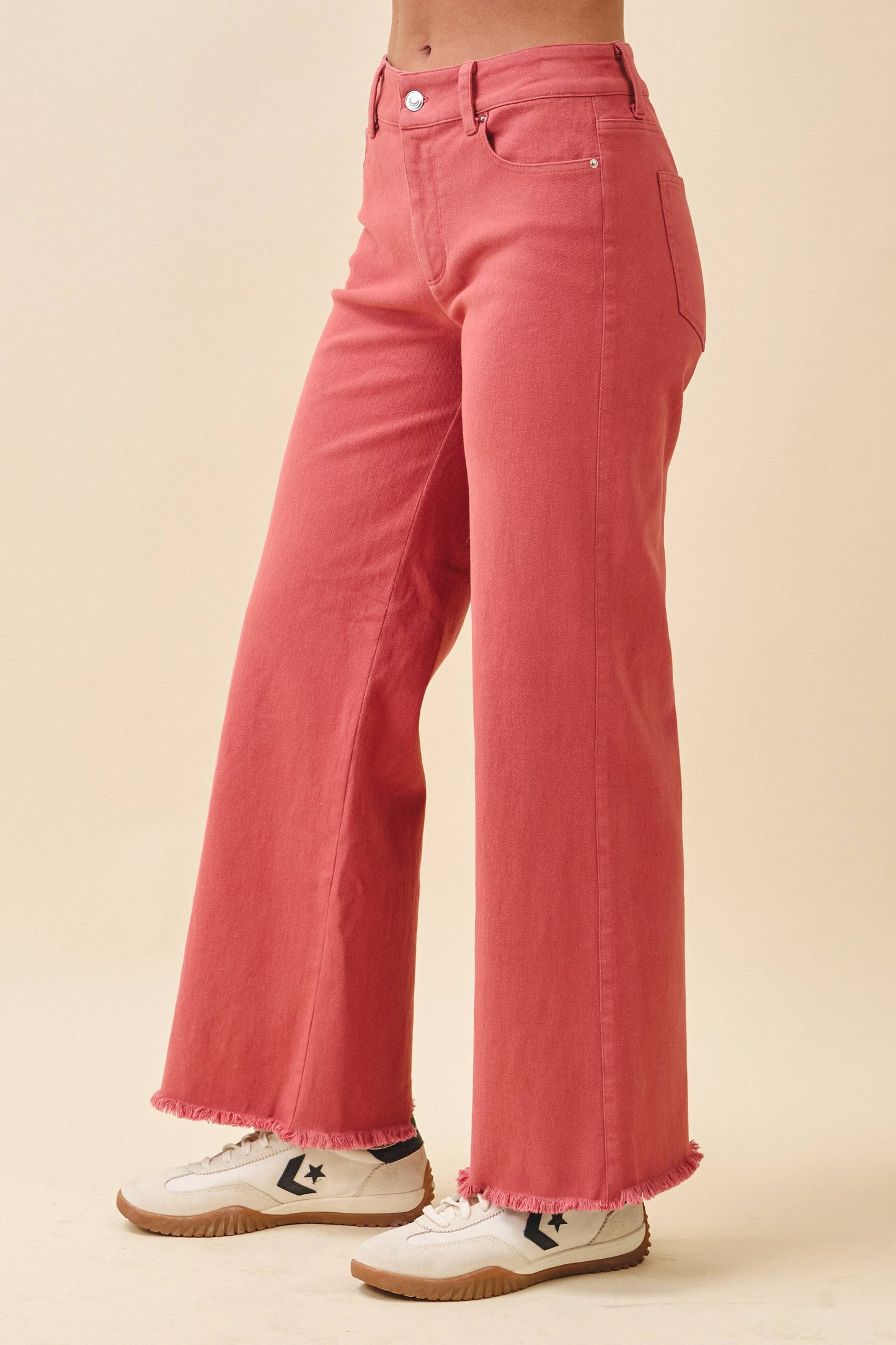 AEMI + CO - 7164GK Wide Leg Raw Hem Denim Pants