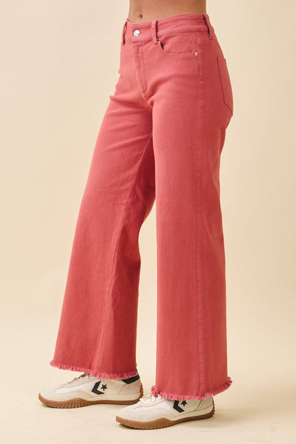 AEMI + CO - 7164GK Wide Leg Raw Hem Denim Pants