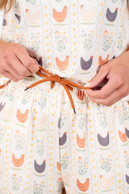 American Farm Company - Vintage Chicken Floral Adult 2-Piece Short Lounge Set