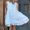 Kids Blue & White Gingham Check Pocket Ruffle Spring Dress