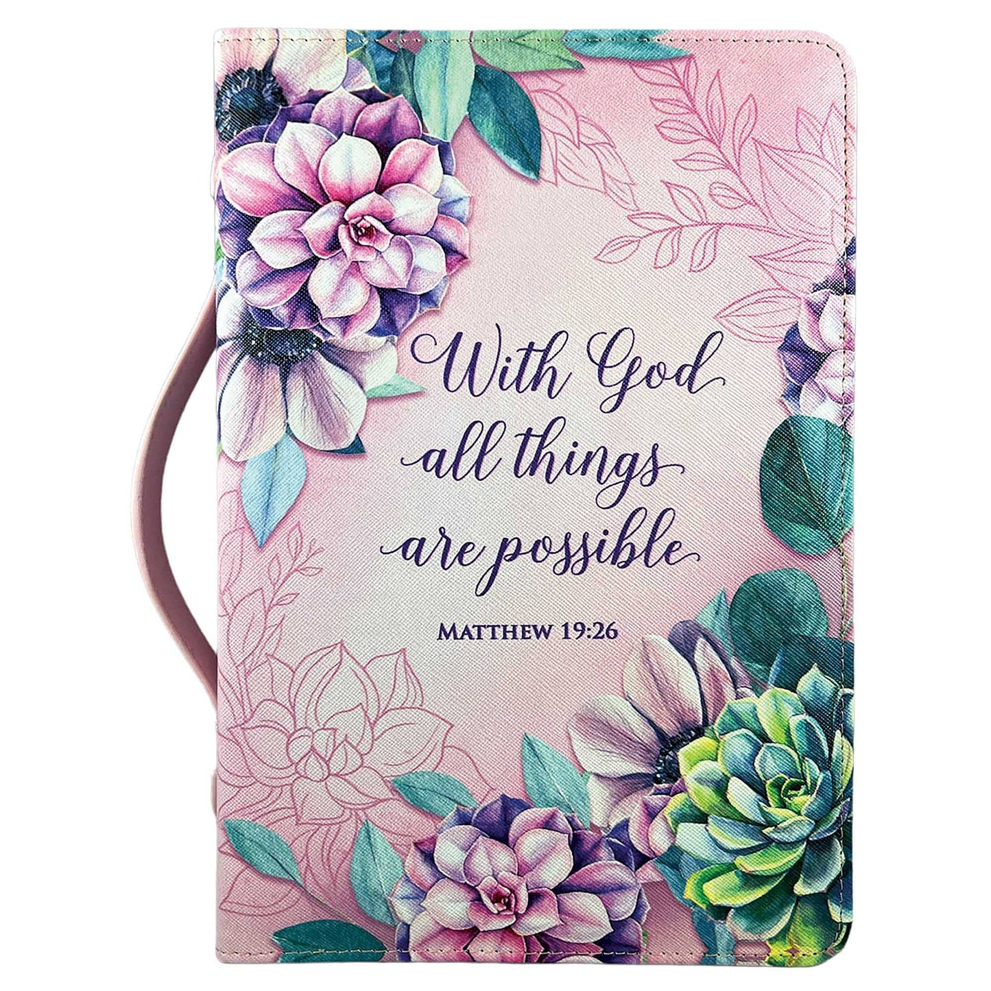 White Dove Bible Case With God All Things Pink XL