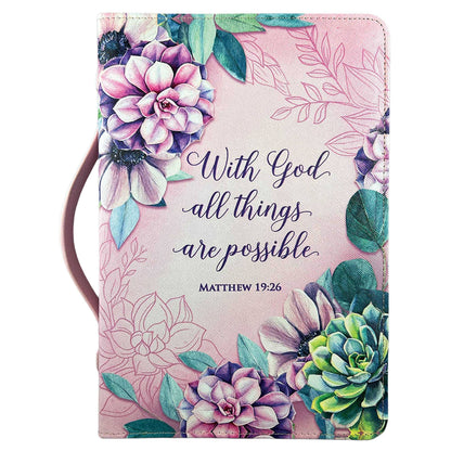 White Dove Bible Case With God All Things Pink XL