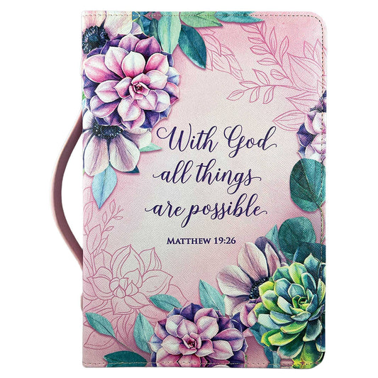 White Dove Bible Case With God All Things Pink XL