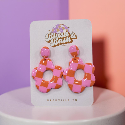 The Shimmer Shack Checkered Flower Earring
