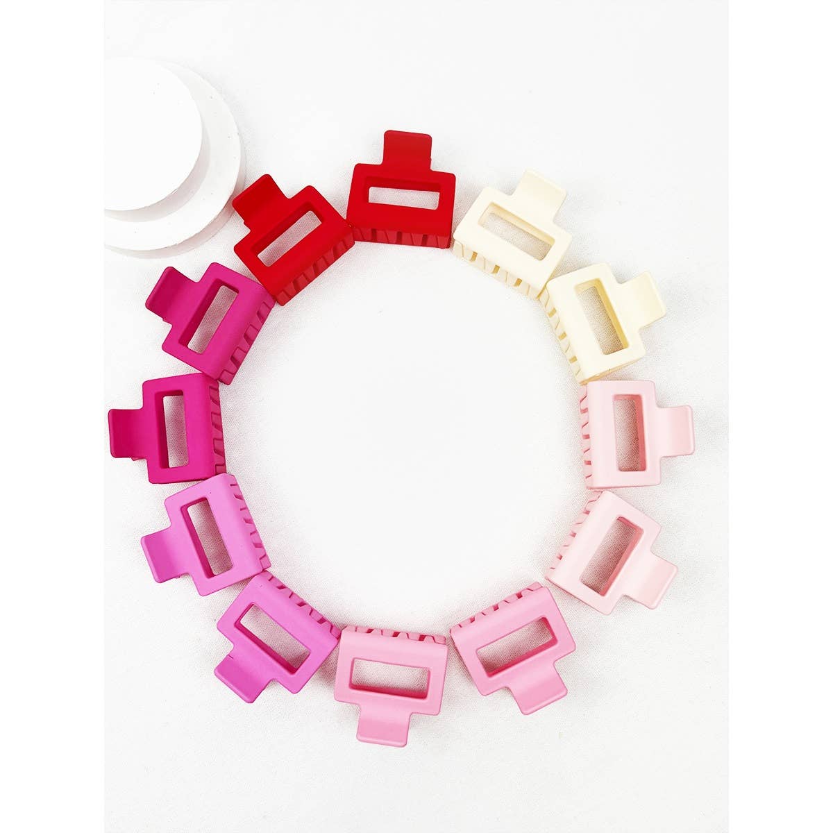 Love and Repeat - Pink Tone Matte Color Rectangle Medium Hair Clip