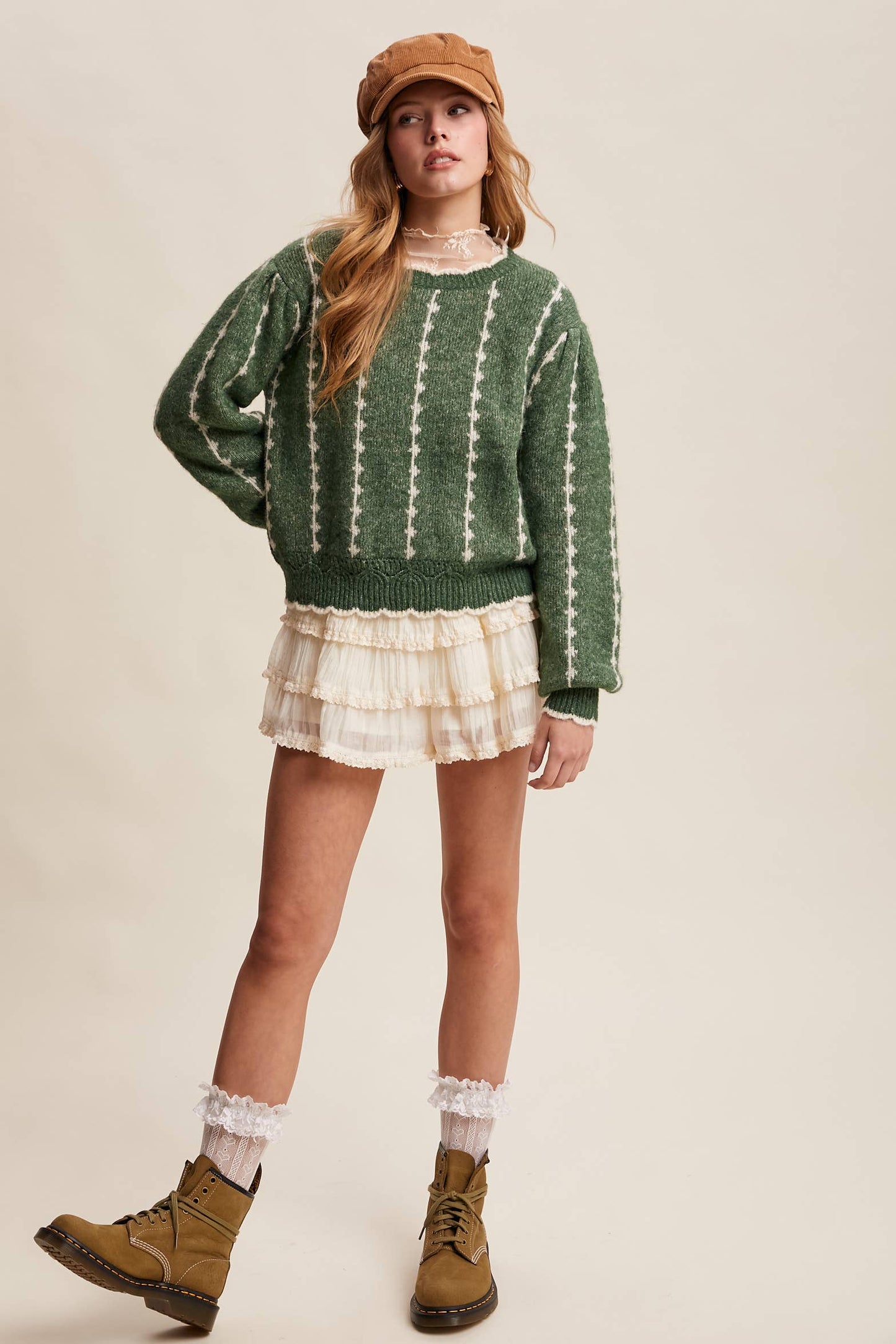 Listicle - Tiered Ruffle Lace Trim Skort LP0265