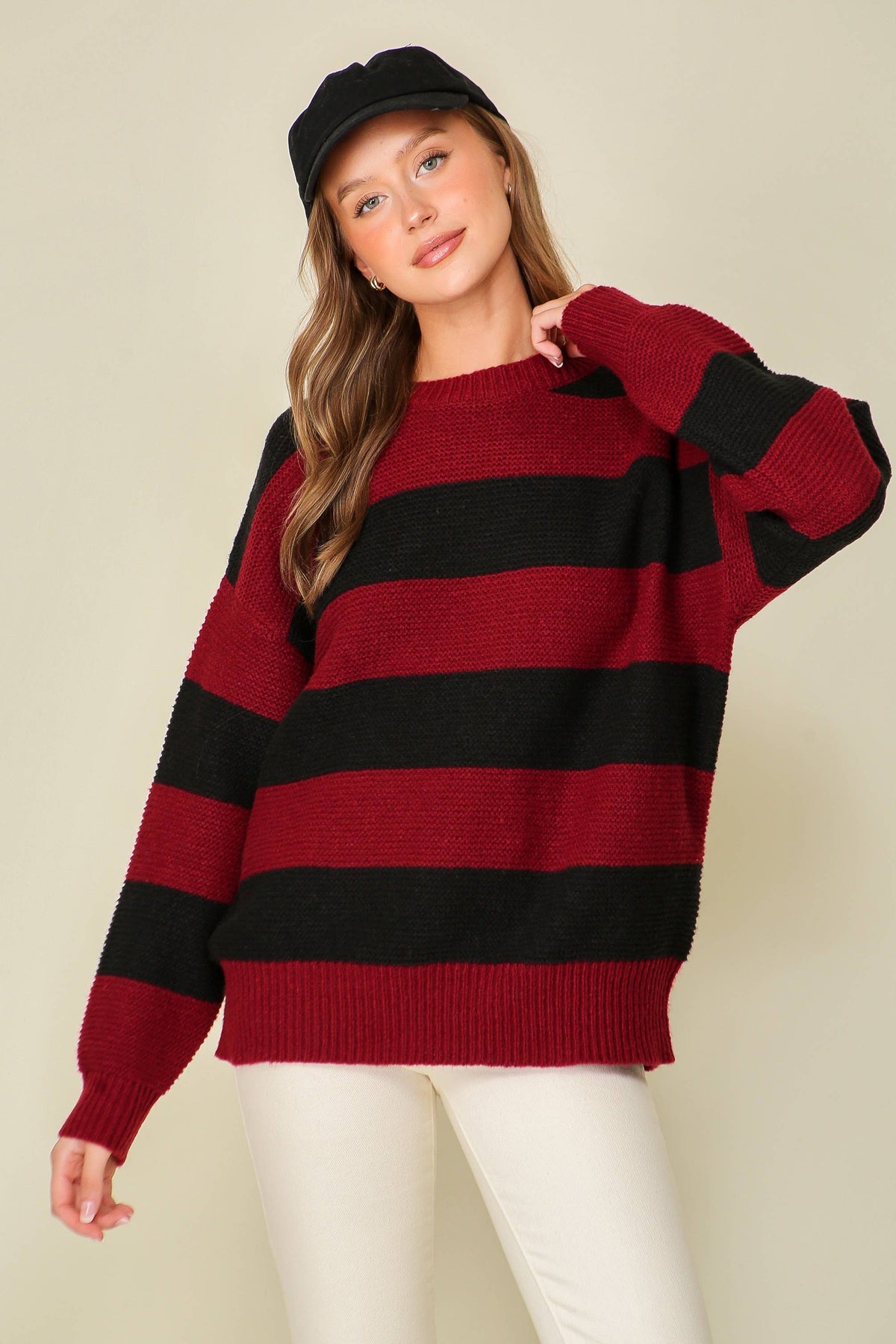 42POPS - 0926 Everyday striped game day sweater SI-26874