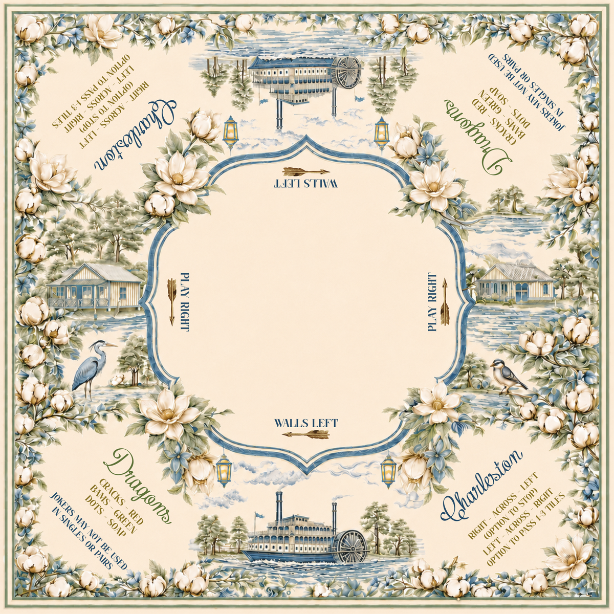 Pat's Monograms, LLC - The Mahjestic South Mahjong Mat — Player's Edition — Preorder