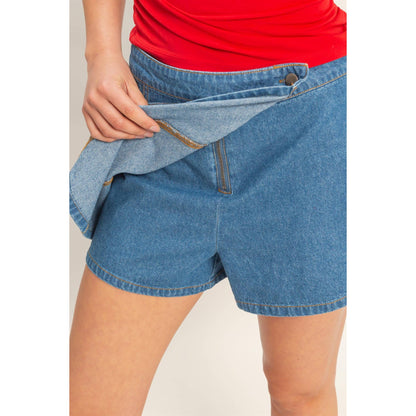 Wrap Front Denim Skort