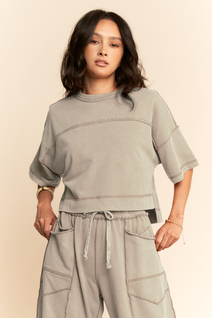 Davi & Dani - MINERAL WASHED EXPOSED BARREL PANTS SET