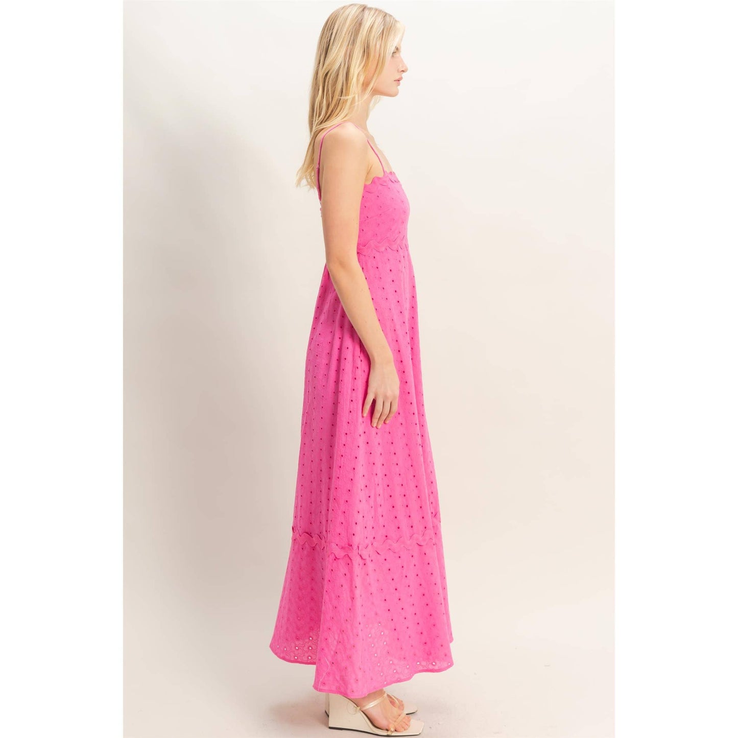 HYFVE - Scallop Trim Eyelet Midi Dress