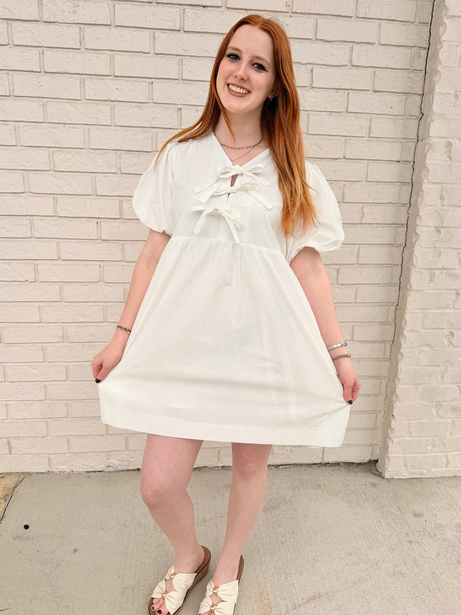 babydoll peplum dress with balloon sleeves