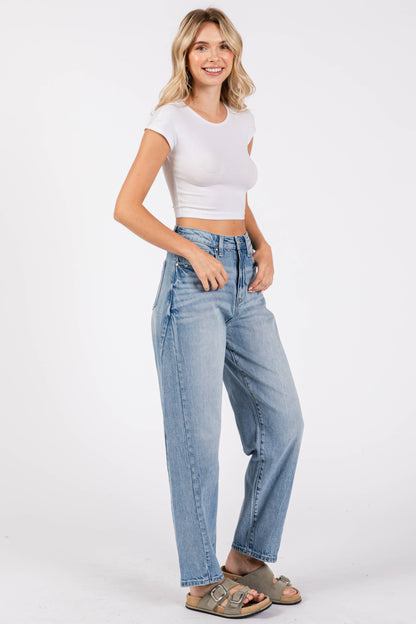 Petra SIDE SEAM DETAILING HIGH RISE COMFORT BARREL JEANS
